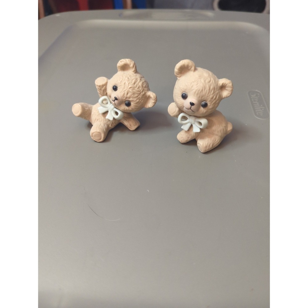 2 Vintage Tumbling Teddy Bear Figures Ceramic Flip & Flop